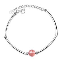 ModaOne Peach Blossom Natural Strawberry Crystal Lucky Bead Bracelet For Women Silver Color Copper Baraclet Bangles 2024 - buy cheap