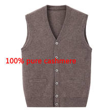 New Autumn Winter Cashmere Sweater Men Knitted Casual V-neck Vest, Sleeveless high quality fashion Thick plus size S-3XL4XL5XL 2024 - buy cheap