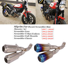 Tubo de Escape de doble salida para motocicleta, silenciador intermedio modificado para DUCATI Scrambler 800, MONSTER 797 2024 - compra barato