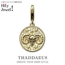 Zodiac Sign Aries Charm For Women Men Trendy 925 Sterling Silver Gold-color Jewelry Fit Bracelet Necklace Phone Chain Keyring 2024 - buy cheap