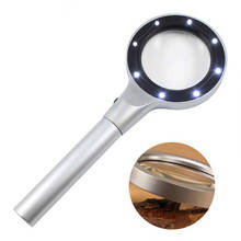 Lupa de lectura de aleación de zinc de alto grado, lente de vidrio óptico de metal, lámpara LED de dos etapas, con bolsa de tela 2024 - compra barato