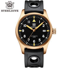 STEELDIVE 1940S Bronze Pilot Watch Japan nh35 Watch Men Automatic C3 Super Luminous 200m Diving Mechanical Men Pilot Wristwatch 2022 - buy cheap