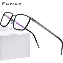 FONEX Acetate Alloy Eyeglasses Frames Men Square Myopia Optical Prescription Glasses 2020 New Korean Screwless Eyewear 98629 2024 - buy cheap