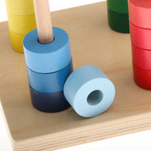 Empilhável anel de brinquedo infantil, 4 cores, material montessori, auxiliares de ensino (brinquedos de desenvolvimento, 16 peças de madeira) 2024 - compre barato