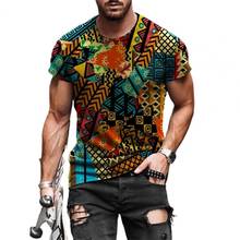 T-Shirts Men Slim T-shirt Ethnic Print Slim Pullover Men Short Sleeve O Neck Top for Summer Men's Clothing 2021 2024 - buy cheap