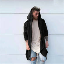 2019 модный тренд, мужской осенний зимний новый кардиган с капюшоном, длинное пальто, стильный однотонный Простой повседневный Тренч, верхняя одежда 2024 - купить недорого