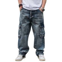 Loose Baggy Cargo Jeans Men Casual Denim Pants Straight Trousers Premium Hiphop Harem Jeans Street Style Man Clothing 2024 - buy cheap