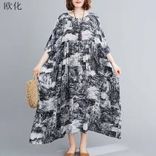 Vestido de algodón estilo chino Vintage para mujer, ropa informal holgada de lino, Swing grande, talla grande 4XL, 5XL, 6XL, verano, 2020 2024 - compra barato