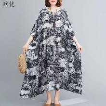 Vintage Chinese Style Cotton Dress Women Summer Casual Loose Big Swing Linen Dresses Plus Size 4XL 5XL 6XL Boho Sundress 2020 2024 - buy cheap