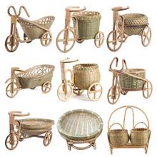 Mini Tricycle Rattan Woven Fruit Basket Bamboo Handmade Wicker Storage Basket Drop Ship 2024 - buy cheap