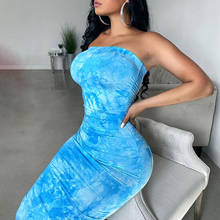 Синее платье-топ с бабочкой, летнее Сексуальное Женское Платье макси с открытыми плечами и принтом, летняя модная женская одежда, 2020 облегающее платье 2024 - купить недорого