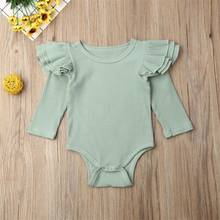 2019 Newborn Baby Girl Ruffle Romper Bodysuit Jumpsuit Playsuit Summer Clothes Outfit Petal sleeve solid color baby bodysuits 2024 - buy cheap