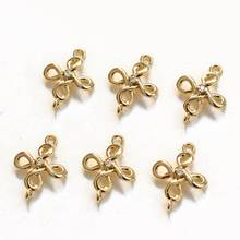 6PCS Four-leaf clover Pendants zircon for Jewelry Findings Components DIY handmade earrings 18K Gold Plated brass accessories 2024 - buy cheap