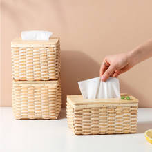 Салфетница Japonês rattan tecido Caixas de Tecido Caixa de Toalha de Papel Guardanapo de Mesa de Chá Sala de Estar Criativo Household Storage Case 2024 - compre barato