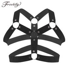 Hot Mens Lingerie Elastic Shoulder Chest Muscle Harness Belt with Metal O-rings Male Sexy BDSM Bondage Tanks Underwear 2024 - buy cheap