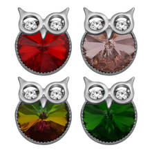 KZ3436 Beauty Rhinestone Cute Owl 18MM snap buttons fit 18mm snap bracelet snap jewelry Gift 2024 - buy cheap