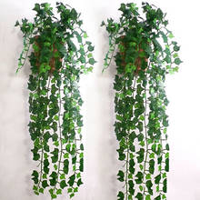 Enredadera de plantas artificiales de 250cm, hoja verde, hiedra, vid para el hogar, decoración de boda, guirnalda colgante artesanal, flores artificiales 2024 - compra barato