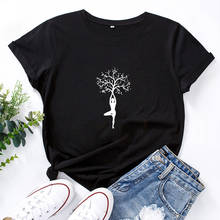 Camiseta con estampado de árbol para mujer, ropa holgada de algodón con cuello redondo, Retro, informal, de manga corta 2024 - compra barato