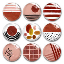Geometric Pattern Brick Red and Pink Digital Images Round Photo Glass Cabochon Demo Flat Back Making Findings 2024 - buy cheap