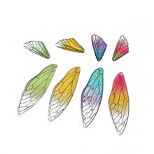 4 peças/lote colorido acrílico asas resina brinco encantos feito à mão brinco material diy encantos para fazer jóias 2024 - compre barato