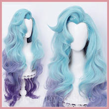 Seraphine Wig LoL Cosplay KDA Gradual Blue Purple Synthetic Hair 95cm Long Curly Wig Body Wave Women Wavy Seraphine Stickers 2024 - buy cheap