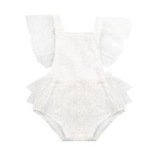 Princess Newborn Baby Girls 0-3Y Bodysuits Ruffles Lace Short Sleeve Backless Belt Jumpsuits Outfits 2024 - buy cheap