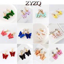 ZYZQ Fashion Wild Sweet Color Acrylic Butterfly Earrings Simple Personality Ins Wind Earrings For Women 2024 - buy cheap