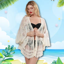 2021 NEW Transparent Beach Pareo Bikini Cover Up Lace Swimsuit Beach Dress Cardigan Perspective Women Summer Ladies Cover-Ups 2024 - buy cheap