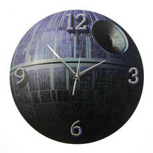 Relógio de parede com efeito 3d death star, relógio circular telemóvel de decoração caseira sem costura moderno 2024 - compre barato