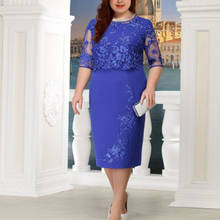 Plus size dress 5xl Blue red frocks Women 1/2 sleeve lace cape patchwork straight dress Plus Size Dresses For Women 4XL 5XL 6XL 2024 - buy cheap