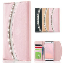 LLZ.COQUE Bling Folio Premium для Samsung S10e Магнитный Тонкий чехол-бумажник для Samsung Galaxy S7 Edge S8 S9 S10 Plus кожаный чехол 2024 - купить недорого