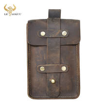 Old Fashion Thick Crazy Horse Leather men Travel Belt Fanny Waist Bag Pack Design Bum Hip Bag 6" Phone Case Pouch Male 1607 2024 - buy cheap