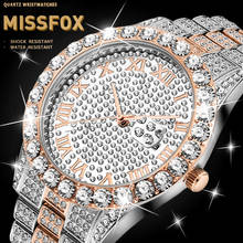 MISSFOX Unique Products 44mm Classic Rose Gold Watch Men Hip Hop Analog Quartz Calendar Iced Super Luxury Watches Men Wristwatch 2024 - buy cheap