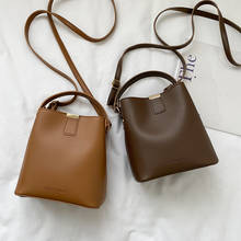 Женская сумка через плечо, сумка-ведро, модная однотонная кожаная сумка через плечо с верхней ручкой для бизнеса, отдыха, путешествий 2024 - купить недорого