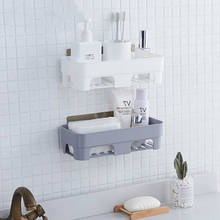 Punch-livre prateleira do banheiro de plástico banheiro vaidade parede pendurado rack de armazenamento cesta sem traço adesivos xi3081524 2024 - compre barato