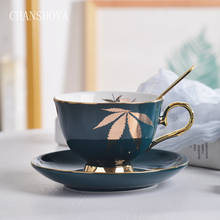 Chansapva conjunto estrela porcelana estilo europeu, xícara e pires com colher 250ml para escritório em casa xícara de café e chá 2024 - compre barato