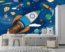 beibehang Photo wallpaper 3D original hand-painted children's room universe space rocket bedroom background wall home decoration 2024 - buy cheap