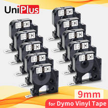 Uniplus-fita de vinil para impressora de etiquetas, 9mm, 3/8 polegadas, compatível com dymo rinoceronte, preto no branco, dymo, 18443 4200 2024 - compre barato