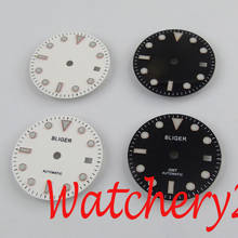 28.5mm watch black bliger dial luminous number date window fit for NH35 movement 2024 - buy cheap