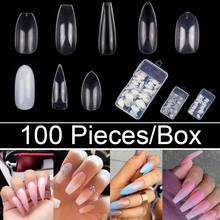 100Pcs/box Full Cover Coffin Round Oval Round Shape False Nail Half Cover Long Stiletto Fake Nails Tips Manicure 10 Sizes 2024 - buy cheap