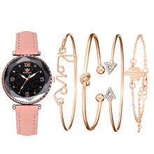5 шт. набор роскошные женские часы магнитные звездное небо женские часы кварцевые наручные часы модные женские наручные часы relogio feminino 2024 - купить недорого