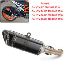 For KTM DUKE 125 250 390 Duke RC 390 RC390 2017 2018 Real Carbon Fiber Stainless Steel Exhaust Muffler Mid Middle Pipe Slip-on 2024 - buy cheap