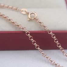 Corrente 18k cor ouro rosa unissex sorte rolo com fio de ligação colar 16-24 polegadas 2024 - compre barato