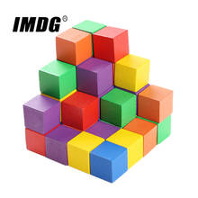 Cubos de madeira 100 blocos de 20mm, dado em branco, canto quadrado, jogo de tabuleiro colorido, tokens diy, educação inicial 2024 - compre barato
