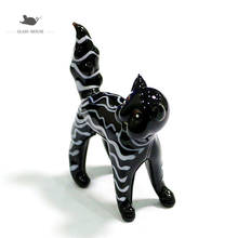 Mini Murano Glass Cat Craft Figurine Handmade Cartoon Animal Ornaments Cute Vivid Halloween Gifts For Kids Room Decor Collection 2024 - buy cheap