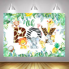 Oh Boy-fondo decorativo para fiesta de Safari, animales recién nacidos, fotografía para Baby Shower, Selva, bosque, hojas, coco, sesión fotográfica 2024 - compra barato