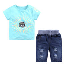 Ropa de verano para niños pequeños, camisetas azules + Pantalones cortos, traje deportivo para niños de 1, 2, 4, 5, 6 y 7 años 2024 - compra barato