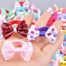 10Pcs/Bag Polka Dots Bow Hair Ring Rope Elastic Hair Rubber Bands Hair Accessories for Girls Hair Tie Ponytail Holder Headdress 2024 - buy cheap