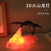 3d impressão fogo-respiração dragão luz da noite voando dragão vulcão lava lâmpada de gelo dragão dinossauro presente criativo natal 2024 - compre barato