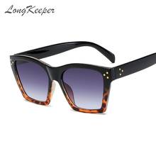 Longkeeper óculos feminino quadrado vintage, luxuoso para mulheres com rebites uv400 2021 2024 - compre barato